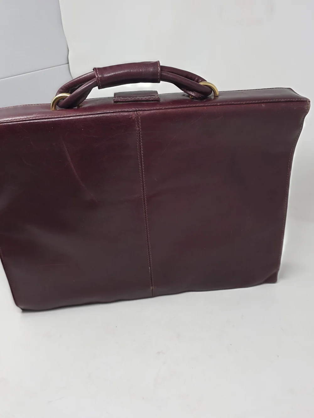 Men's Leather Briefcase in Deep Burgundy - Professional Work Bag